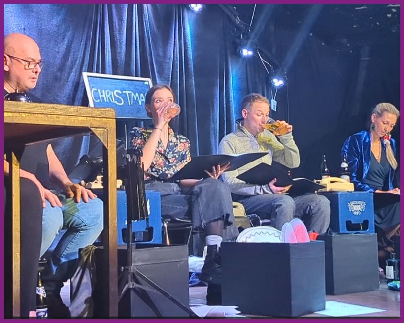A scene from one of Open House Theatre's drinking games.